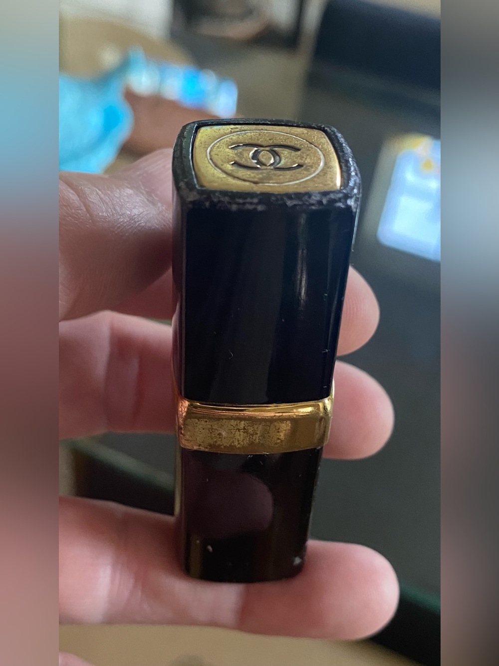 VTG Chanel No. 5 Purse Bottle Case Black Gold